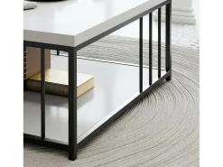 Mesa de café Dfedrizz, Mesa de café, Porta-revistas para sofá, Prateleira para sala de estar, 90x90h40 cm, Preto e branco