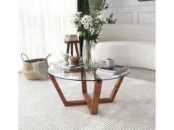 Mesa de café Dflorenz, TavOlo baixo de café, Suporte de revistas para sofá, Prateleira de sala de estar, 75x75h35 cm, Noz