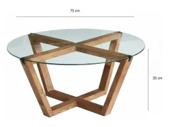 Mesa de café Dflorenz, TavOlo baixo de café, Suporte de revistas para sofá, Prateleira de sala de estar, 75x75h35 cm, Noz