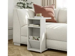 Mesa de café Dgambazz, Mesa de caféÉ, Suporte de revistas para sofá, Prateleira de sala de estar, 30x40h63 cm, Branco