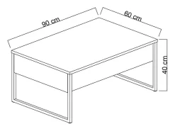 Mesa de café Dgiagnon, Mesa baixa para café, Porta-revistas para sofá, Prateleira para sala de estar, 90x60h40 cm, Branco e Dourado