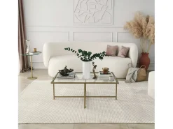 Mesa de café Dionit, Mesa baixa para café, Suporte para sofá, Prateleira para sala de estar, 94x64h35 cm, Ouro