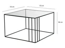 Mesa de café Dkaramok, Mesa de caféFè, Suporte para sofá, Prateleira para sala de estar, 55x55h36 cm, Preto