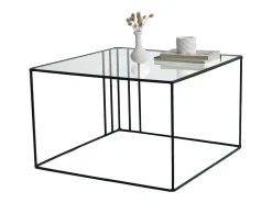 Mesa de café Dkaramok, Mesa de caféFè, Suporte para sofá, Prateleira para sala de estar, 55x55h36 cm, Preto