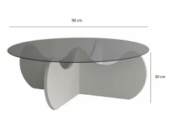 Mesa de café Dlamonic, Mesa de caféÉ, Porta-revistas para sofá, Prateleira para sala de estar, 90x90h30 cm, Branco