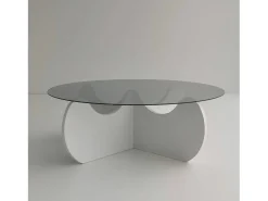 Mesa de café Dlamonic, Mesa de caféÉ, Porta-revistas para sofá, Prateleira para sala de estar, 90x90h30 cm, Branco