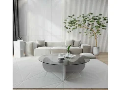 Mesa de café Dlamonic, Mesa de caféÉ, Porta-revistas para sofá, Prateleira para sala de estar, 90x90h30 cm, Branco