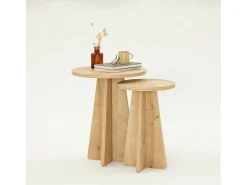Mesa de café Dleoncin, Mesa de café, TrazerIviste para sofá, Prateleira de sala, 40x40h50 cm, Carvalho
