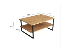 Mesa de café DlionetT, Mesa baixa para café, Porta-revistas para sofá, Prateleira para sala de estar, 85x60h40 cm, Carvalho