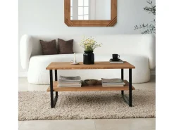 Mesa de café DlionetT, Mesa baixa para café, Porta-revistas para sofá, Prateleira para sala de estar, 85x60h40 cm, Carvalho