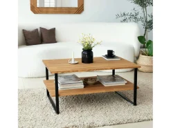 Mesa de café DlionetT, Mesa baixa para café, Porta-revistas para sofá, Prateleira para sala de estar, 85x60h40 cm, Carvalho