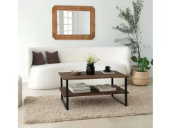 Mesa de café Dlionett, Mesa baixa de café, Porta-revistas para sofá, Prateleira para sala de estar, 85x60h40 cm, Noz