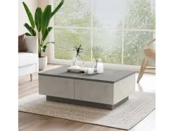 Mesa de café Dlucches, Mesa de café, Suporte de sofá, Prateleira de sala, 90x60h32 cm, Prata e Antracite