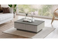 Mesa de café Dlucches, Mesa de café, Suporte de sofá, Prateleira de sala, 90x60h32 cm, Prata e Antracite