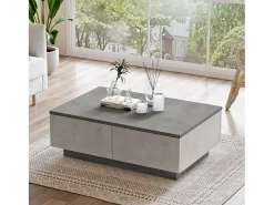 Mesa de café Dlucches, Mesa de café, Suporte de sofá, Prateleira de sala, 90x60h32 cm, Prata e Antracite