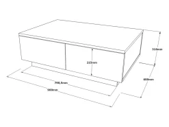 Mesa de café Dlucches, Mesa de café, Suporte de sofá, Prateleira de sala, 90x60h32 cm, Prata e Antracite