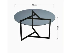 Mesa de café Dmaccopp, Mesa de café, Porta-revistas para sofá, Prateleira para sala, 75x75h42 cm, Torta e Preto