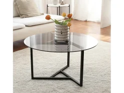 Mesa de café Dmaccopp, Mesa de café, Porta-revistas para sofá, Prateleira para sala, 75x75h42 cm, Torta e Preto