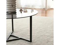 Mesa de café Dmaccopp, Mesa de café, Porta-revistas para sofá, Prateleira para sala, 75x75h42 cm, Torta e Preto