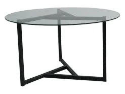 Mesa de café Dmaccopp, Mesa baixa para café, Suporte para sofá, Prateleira para sala, 75x75h42 cm, Preto e Transparente