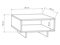 Mesa de café Dmasolin, Mesa de café, Suporte de sofá, Prateleira de sala, 60x60h32 cm, Carvalho e Antracite