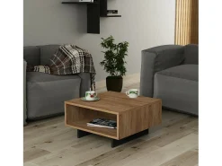 Mesa de café Dmasolin, Mesa de café, Suporte de sofá, Prateleira de sala, 60x60h32 cm, Carvalho e Antracite