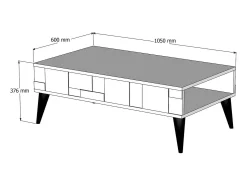 Mesa de café Dminut, Mesa de café, Porta-revista para sofá, Prateleira de sala, 105x60h38 cm, Nogueira e Antracite