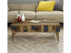 Mesa de café Dminut, Mesa de café, Porta-revista para sofá, Prateleira de sala, 105x60h38 cm, Nogueira e Antracite