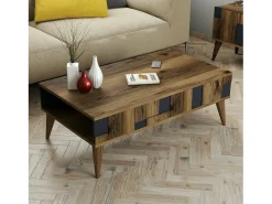 Mesa de café Dminut, Mesa de café, Porta-revista para sofá, Prateleira de sala, 105x60h38 cm, Nogueira e Antracite