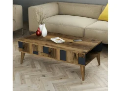 Mesa de café Dminut, Mesa de café, Porta-revista para sofá, Prateleira de sala, 105x60h38 cm, Nogueira e Antracite
