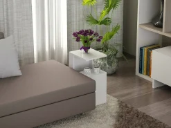 Mesa de café DmoLo, Mesa baixa para café, Porta-revistas para sofá, Prateleira para sala de estar, 35x30h60 cm, Branco