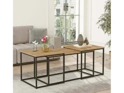 Mesa de café Dnocer, Mesa de café, Suporte de mesa para sofá, Prateleira de sala, 190x50h48 cm, Carvalho