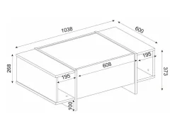 Mesa de café Dpagliar, Mesa baixa para café, Suporte para sofá, Prateleira para sala, 104x60h37 cm, Preto e Dourado