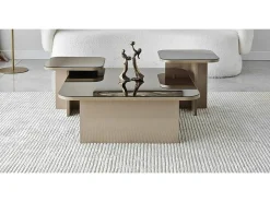 Mesa de café Dpangraz, Mesa de café, Porta-revista para sofá, Prateleira de sala de estar, 80x80h40 cm, Tortora e Fumè