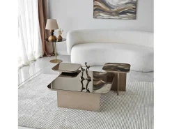 Mesa de café Dpangraz, Mesa de café, Porta-revista para sofá, Prateleira de sala de estar, 80x80h40 cm, Tortora e Fumè