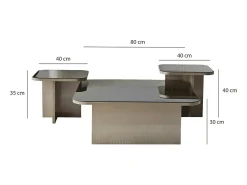 Mesa de café Dpangraz, Mesa de café, Porta-revista para sofá, Prateleira de sala de estar, 80x80h40 cm, Tortora e Fumè