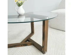 Mesa de café Dperalt, Mesa de café, Suporte de mesa para sofá, Prateleira para sala de estar, 75x75h40 cm, Nogueira