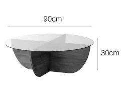 Mesa de café Dpere, Mesa de café, Porta-revistas para sofá, Prateleira para sala de estar, 90x90h30 cm, Carvalho