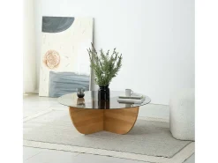 Mesa de café Dpere, Mesa de café, Porta-revistas para sofá, Prateleira para sala de estar, 90x90h30 cm, Carvalho
