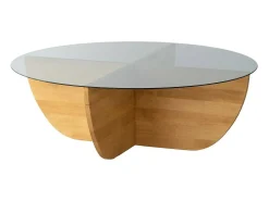 Mesa de café Dpere, Mesa de café, Porta-revistas para sofá, Prateleira para sala de estar, 90x90h30 cm, Carvalho