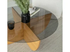 Mesa de café Dpere, Mesa de café, Porta-revistas para sofá, Prateleira para sala de estar, 90x90h30 cm, Carvalho
