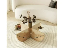 Mesa de café Dpere, Mesa de café, Porta-revistas para sofá, Prateleira para sala de estar, 90x90h30 cm, Carvalho