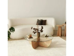 Mesa de café Dpere, Mesa de café, Porta-revistas para sofá, Prateleira para sala de estar, 90x90h30 cm, Carvalho