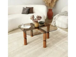 Mesa de café Dpervers, Mesa de café, Suporte de revistas para sofá, Prateleira de sala de estar, 80x80h40 cm, Nogueira e Fumè