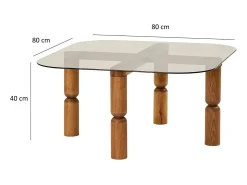 Mesa de café Dpervers, Mesa de café, Suporte de revistas para sofá, Prateleira de sala de estar, 80x80h40 cm, Nogueira e Fumè
