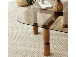 Mesa de café Dpervers, Mesa de café, Suporte de revistas para sofá, Prateleira de sala de estar, 80x80h40 cm, Nogueira e Fumè