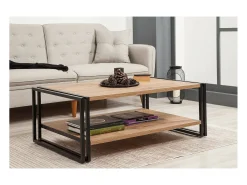 Mesa de café Dpierozz, Mesa de café, Porta-revistas para sofá, Prateleira para sala, 110x70h40 cm, Carvalho e Preto