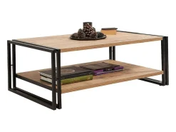 Mesa de café Dpierozz, Mesa de café, Porta-revistas para sofá, Prateleira para sala, 110x70h40 cm, Carvalho e Preto