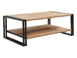 Mesa de café Dpierozz, Mesa de café, Porta-revistas para sofá, Prateleira para sala, 110x70h40 cm, Carvalho e Preto