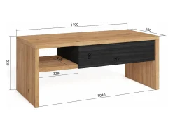 Mesa de Café Elevatória, 110x50x45cm, Móveis Sala Estar, Carvalho e preto